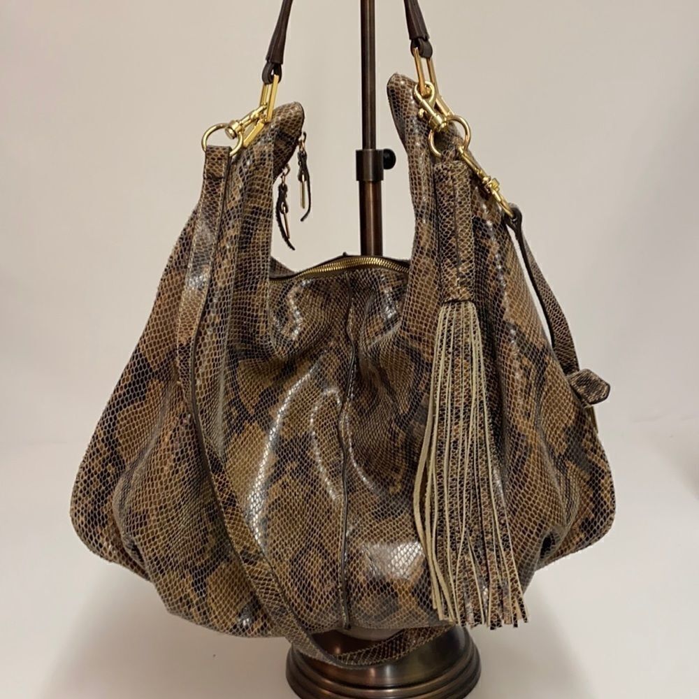 G.I.L.I. Milano Snake Print Leather Hobo Bag C9 - Picture 2 of 16